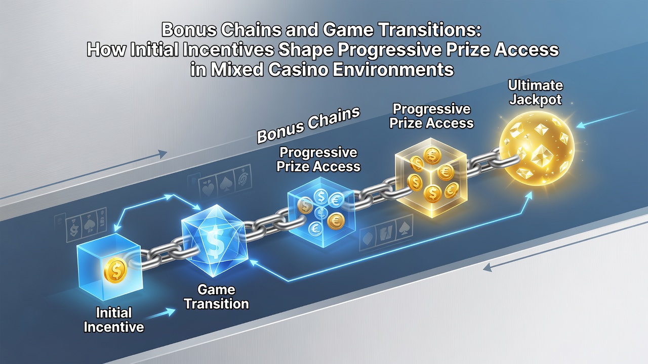 Illustration von Spielübergängen und gestaffelten Bonusmultiplikatoren in hybriden Casino-Formaten