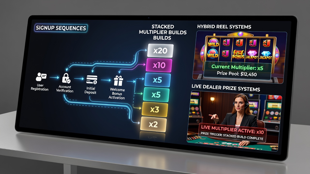 Hybride Spielabläufe mit gestapelten Multiplikatoren in Walzen- und Live-Dealer-Formaten