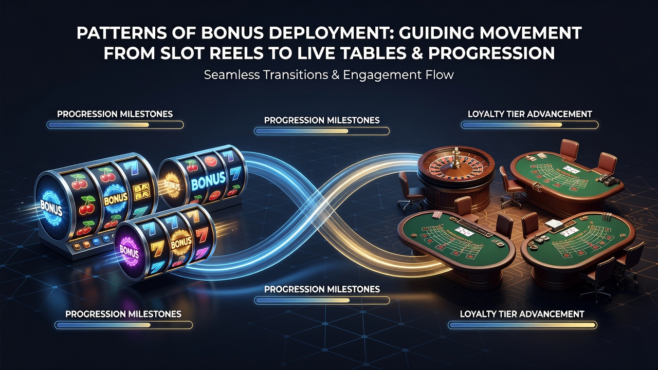 Visualisierung von Sequenzen die Bonusfortschritte von Slots zu Live-Casino und Jackpots abbilden