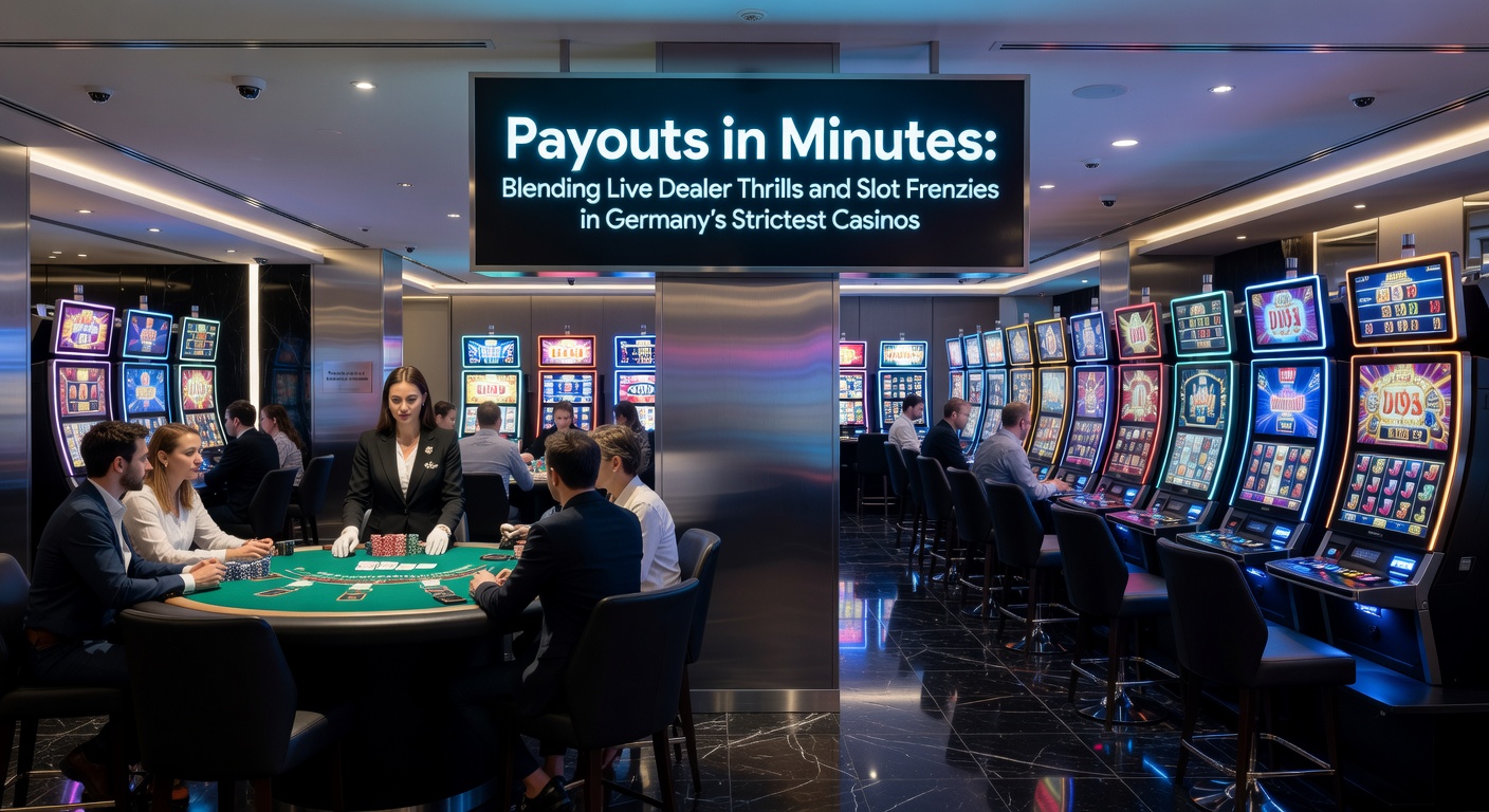 Live-Dealer-Tisch mit Slot-Maschinen im Hintergrund in einem regulierten deutschen Casino
