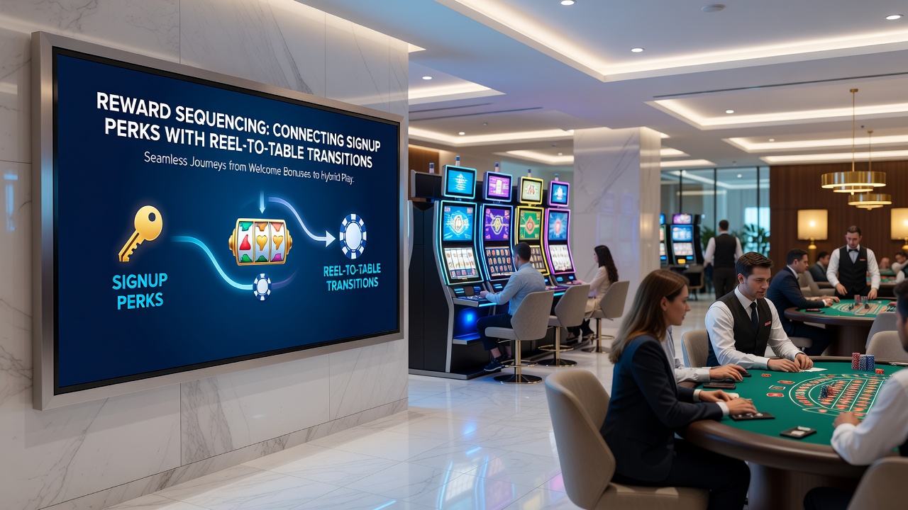 Darstellung von Übergängen zwischen Slot-Walzen und Live-Tischspielen mit Belohnungsketten