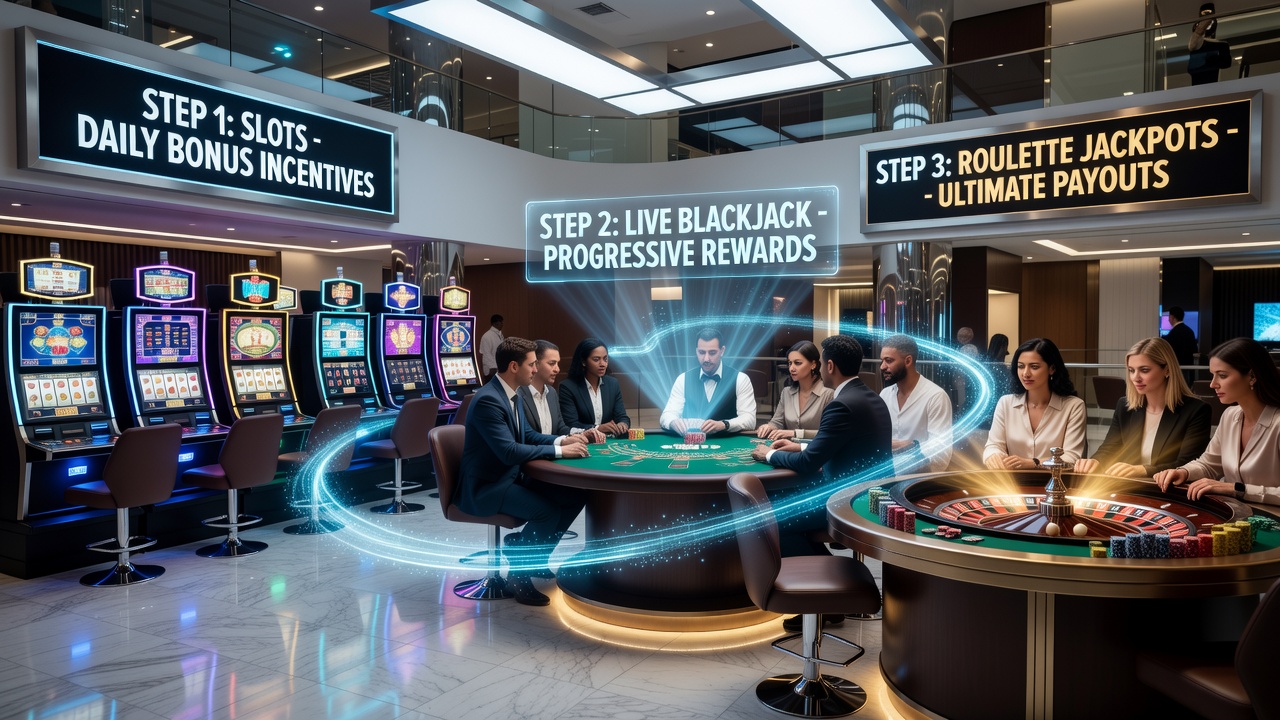 Darstellung sequenzieller Incentive-Strukturen in Online-Casinos mit Fokus auf Übergänge von Slots zu Live-Tischspielen