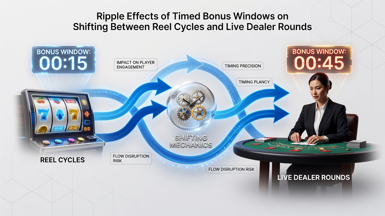 Illustration gestaffelten Preiswachstums durch Bonusfenster in Slot- und Live-Dealer-Umgebungen